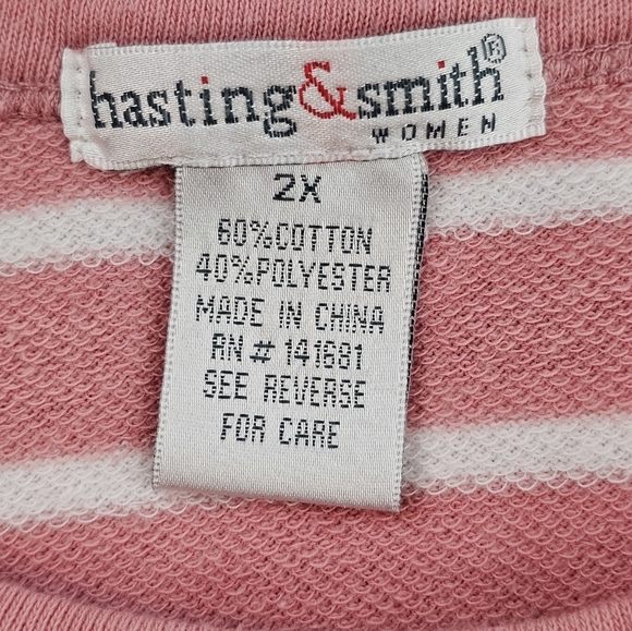 Hasting & Smith Tunic Style Striped Sweatshirt with Breast Pocket 2XL - Picture 3 of 6